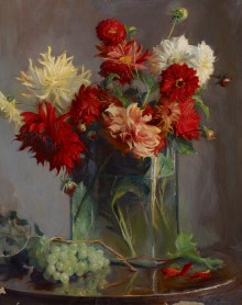 Still Life: Red and White Dahlias 13249