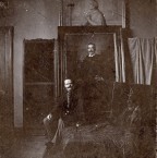 1899 Philip de László in his Vienna studio with his portraits of Max Egon II Fürst zu Fürstenberg 