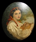Forgery: A Lady with a tambourine wearing a white blouse and a red headscarf 111553