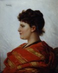 Forgery: A Lady in profile wearing a Red and Gold Stole 110564